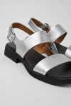 Camper Dana Leather 2-strap Sandal In Silver, Women's At Urban Outfitters