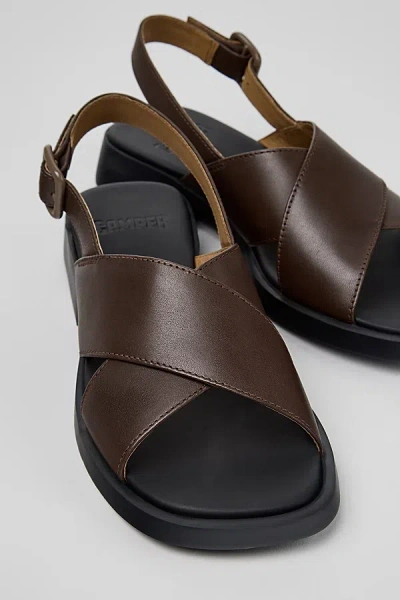Camper Dana Leather Crossover Strap Sandals In Brown, Women's At Urban Outfitters