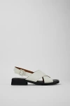 Camper Dana Leather Crossover Strap Sandals In White, Women's At Urban Outfitters