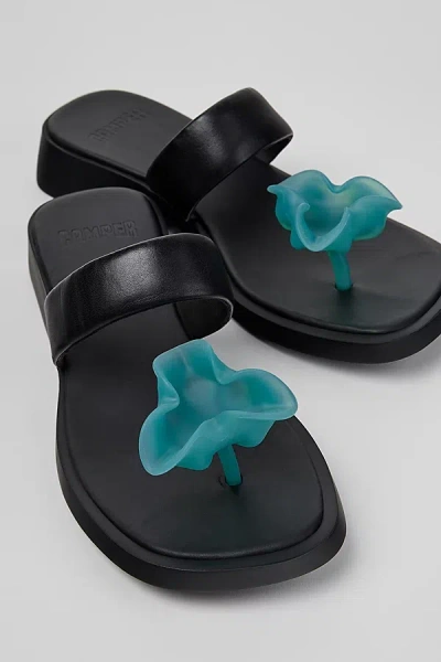 Camper Dana Leather Flower Sandal In Black, Women's At Urban Outfitters