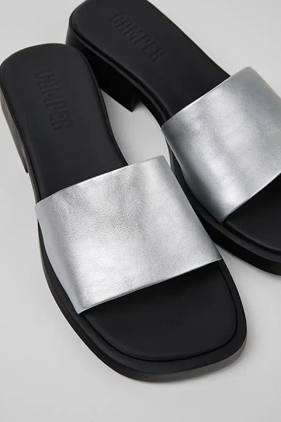 CAMPER DANA LIGHTWEIGHT LEATHER HEELED SANDALS IN GREY, WOMEN'S AT URBAN OUTFITTERS