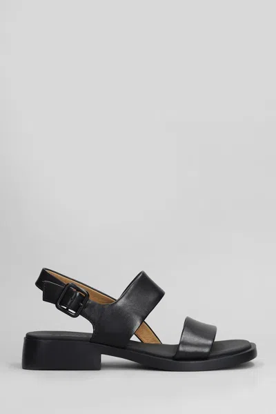 Camper Dana Sandals In Black Leather In Nero
