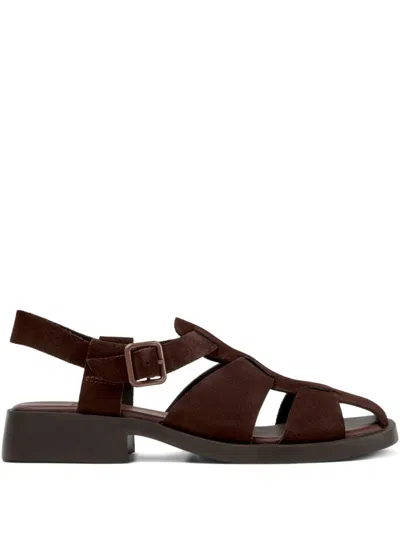 Camper Dana Woven Buckled Sandals In Brown