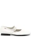 Camper Casi Myra Leather Ballerina Shoes In Bianco