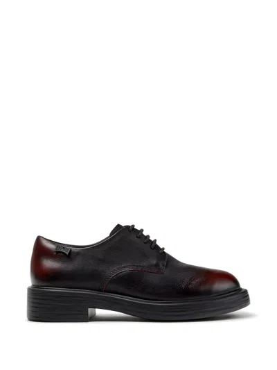 Camper Dean Leather Derby Shoes In Burgundy