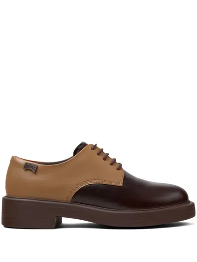 Camper Dean Mismatched Colour-block Brogues In Brown