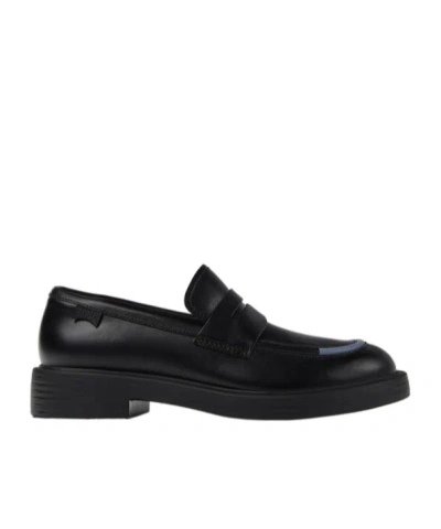 Camper Dean Mismatched Leather Loafers In Black