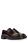 Camper Dean Mismatched Leather Loafers In Burgundy