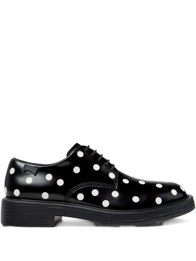 Camper Dean Polka-dot Lace-up Derby Shoes In Black