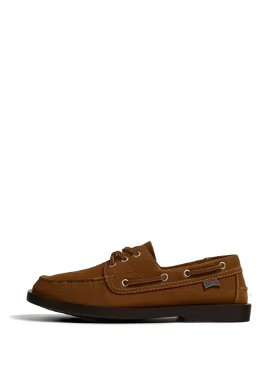 Camper Don Leather Boat Shoe In Animal Print