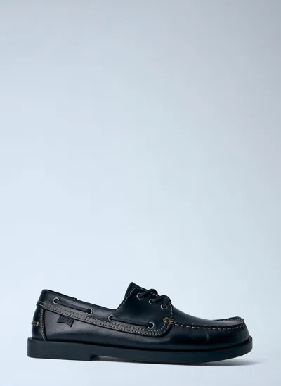 Camper Don Leather Boat Shoes In Black