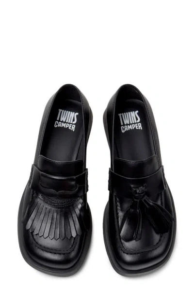 Camper Donna Twins Mismatch Loafer In Black