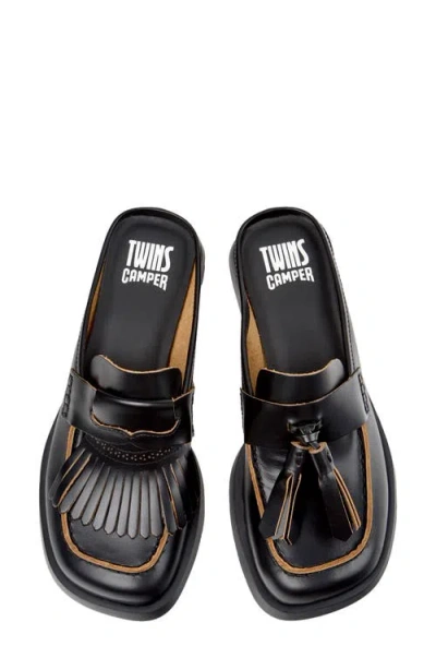 Camper Donna Twins Mismatched Loafer Mule In Black