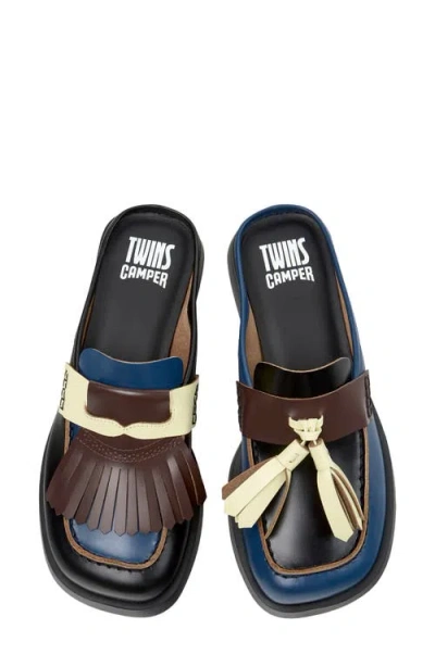 Camper Donna Twins Mismatched Loafer Mule In Multi