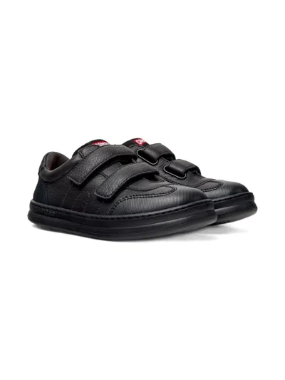 Camper Kids' Double Strap Leather Sneakers In Black