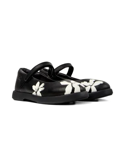 Camper Kids' Duet Twins Flower-print Ballerinas In Black