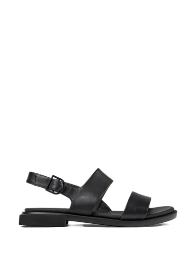 Camper Edy Leather Flat Sandals In Black