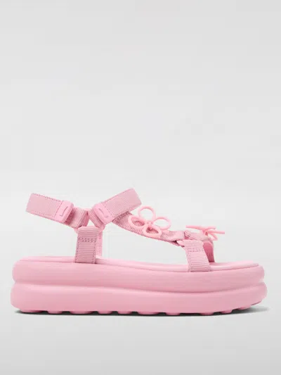 Camper Twins Pink Floral Bow Strappy Flatform Sandals