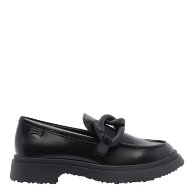 Camper Round Toe Loafers In Black