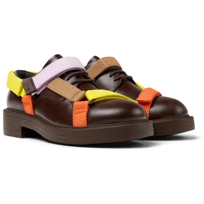 Camper Flat Shoes For Women In Brown,yellow,purple