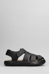 Camper Pelotas Flota Woven Leather Sandal In Black, Men's At Urban Outfitters In Black
