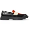 Camper Walden Twins Mismatched Penny Loafer In Black,red,white