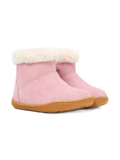 Camper Kids' Fur-lined Suede Boots In Pink