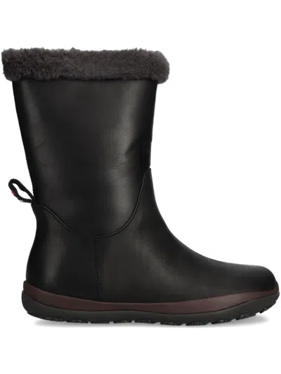Camper Fur-trim Boots In Black