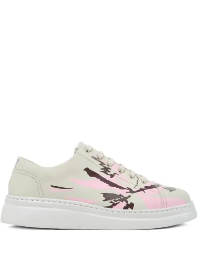 Camper G3d Runner Up Twins Leather Print Sneakers In White