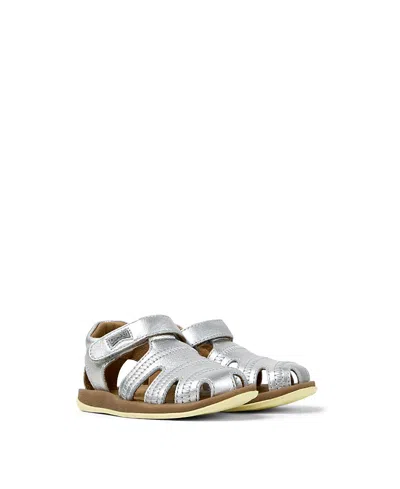 Camper Girls' First Walker Bicho Leather Sandals - Toddler In Silver