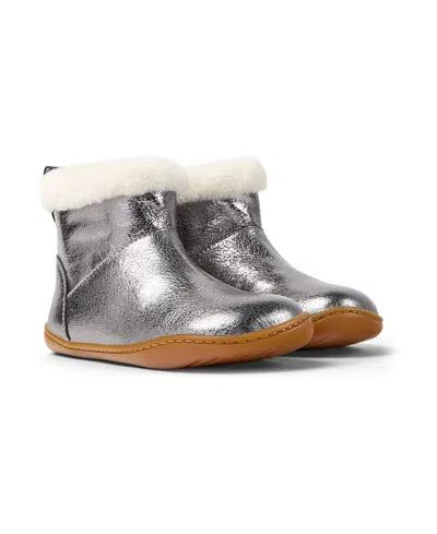 Camper Girls' Peu Cami Leather Boots - Toddler, Little Kid, Big Kid In Silver