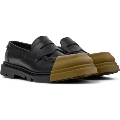 Camper Junction Cap Toe Penny Loafer In Black/ Green