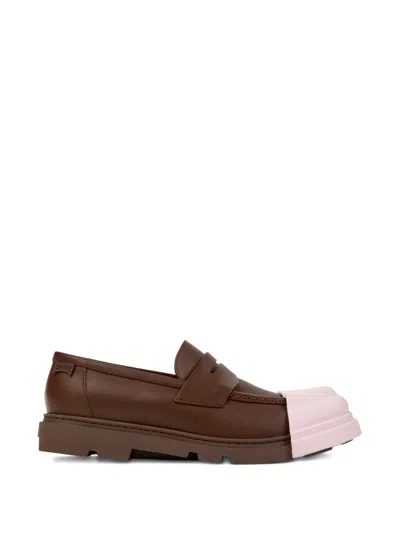 Camper Junction Leather Loafers In Brown