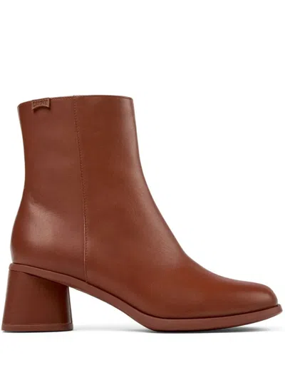 Camper Kiara 60mm Leather Boots In Marrone