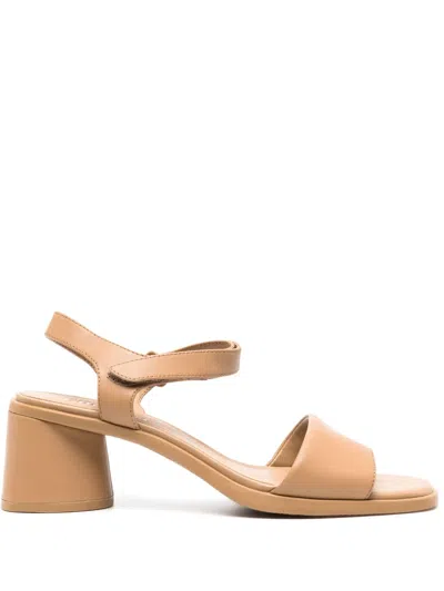 Camper Kiara Block-heel Leather Sandals In Brown