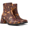 Camper Ankle Boots For Women In Burgundy,orange