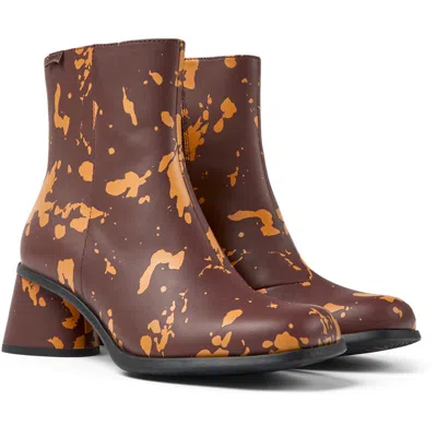 Camper Ankle Boots For Women In Burgundy,orange