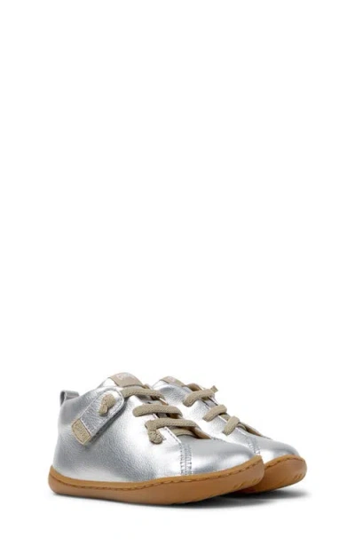 Camper Kids' Peu Cami Leather Bootie In Silver