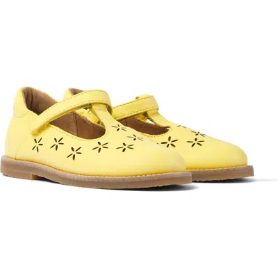 Camper Kids' Savina T-strap Mary Jane Leather Flat In Pastel Yellow