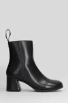 Camper Kora High Heels Ankle Boots In Black Leather In Black