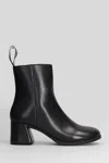 Camper Kora High Heels Ankle Boots In Black Leather In Black
