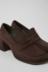 Camper Kora Leather Heeled Loafer In Brass, Women's At Urban Outfitters In Gold