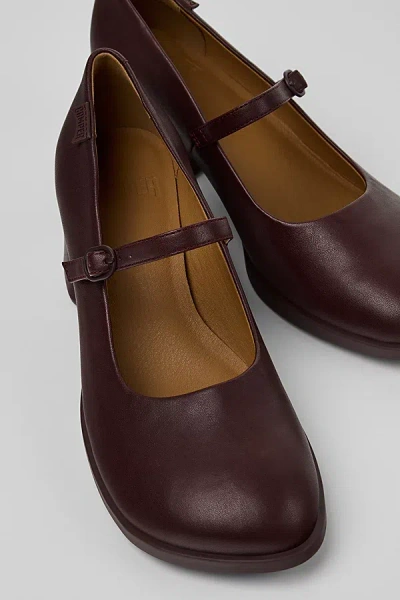 Camper Kora Leather Mary Jane Heel In Maroon, Women's At Urban Outfitters In Burgundy