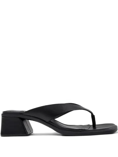 Camper Kora Leather Sandals In Black