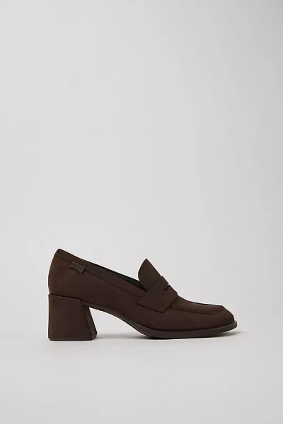 Camper Kora Nubuck Heeled Loafers In Brown