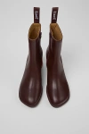 Camper Kora Twins Leather Zip-up Boot In Maroon, Women's At Urban Outfitters In Burgundy