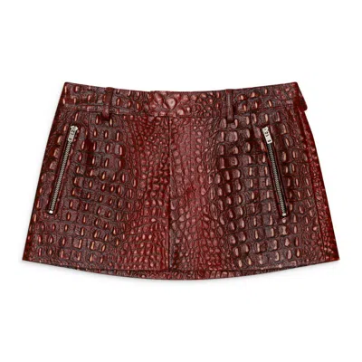Camper Lab Crocodile Mini Skirt Red In Xs