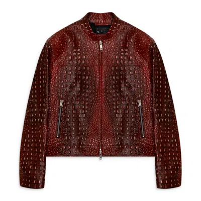 Camper Lab Crocodile Moto Jacket Red In Xs