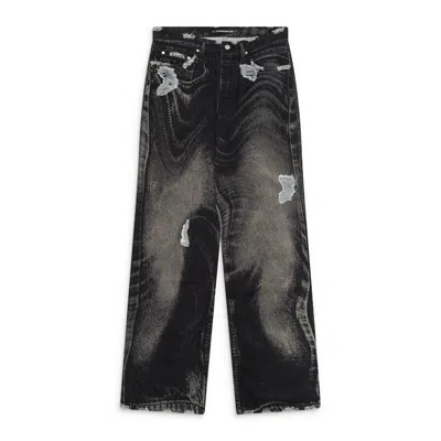 Camper Lab Distorted Print Distressed Denim Jeans Black