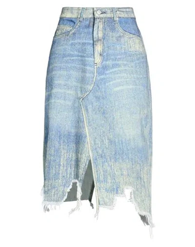 Camper Lab Woman Denim Skirt Lime Green Size L Organic Cotton In Blue